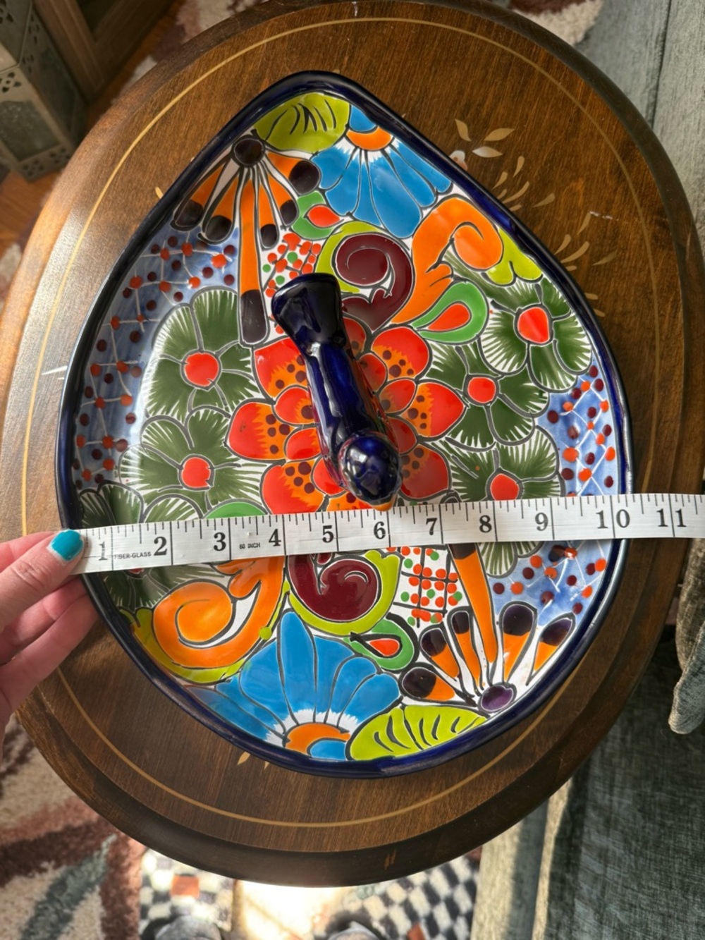 Artisan Ceramic Mexican Talavera Bird Appetizer Dish - Picture 9 of 9